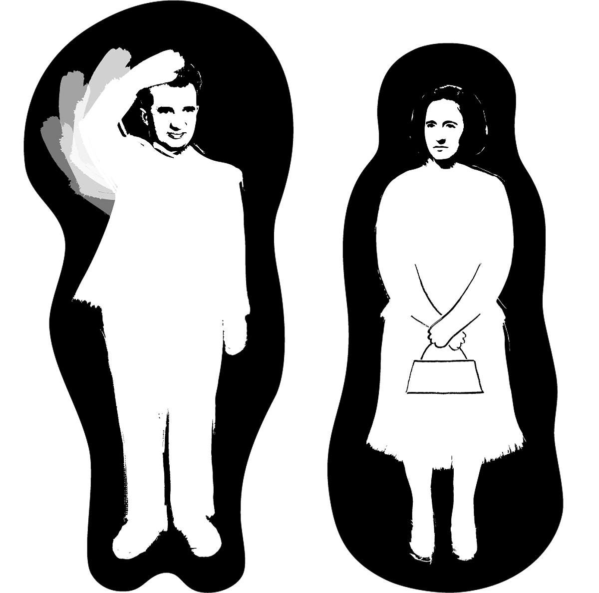 Caricature/illustration portraits of Nicolae & Elena Ceausescu