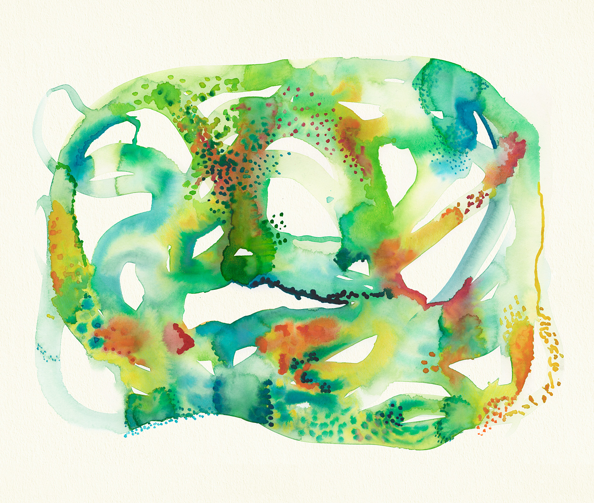 A Midsummer Night's Dream, abstract biomorphic watercolor landscape