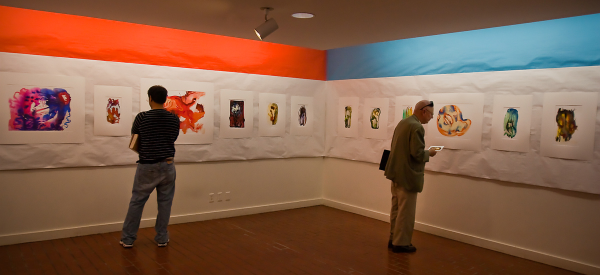 interactive watercolor exhibit at Frances Goldwyn Hollywood Library