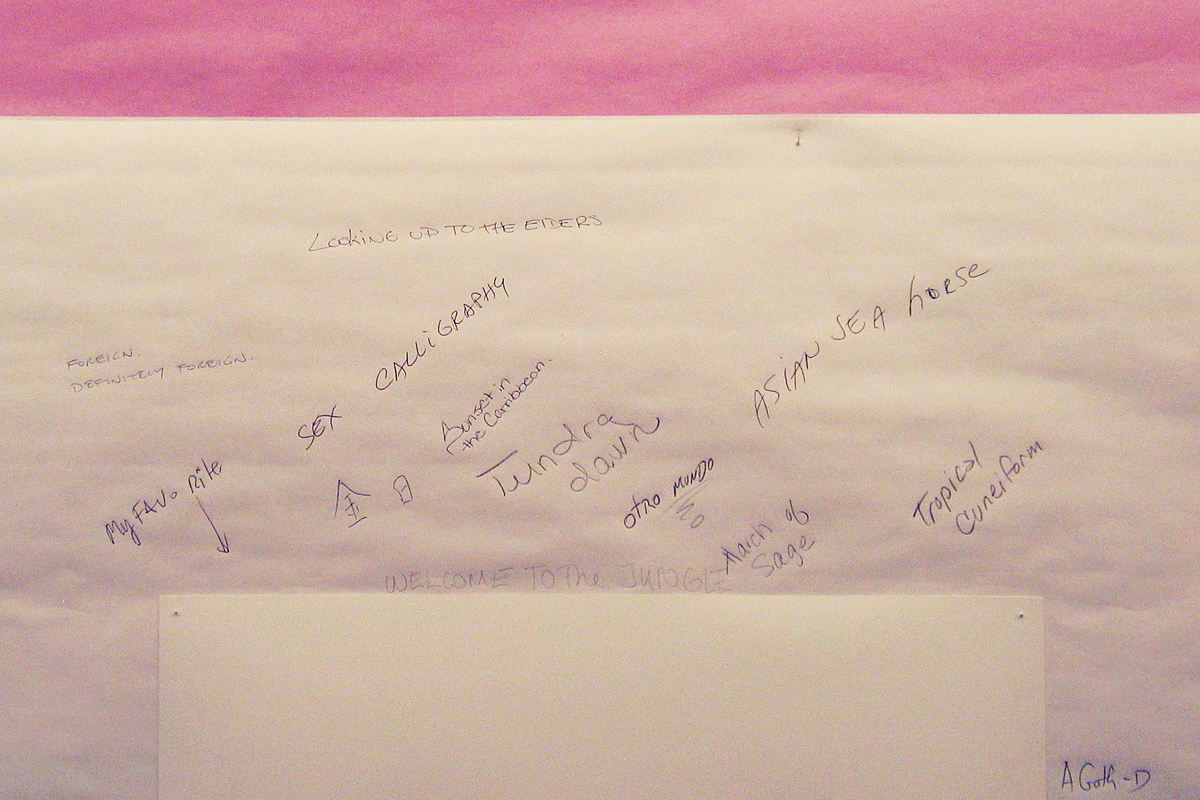 names given to watercolor by visitors, interactive watercolor exhibit at Frances Goldwyn Hollywood Library