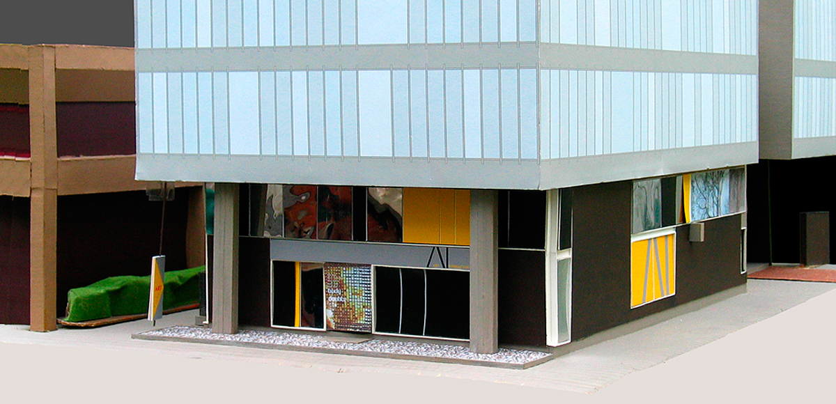 Study model of facade and exterior design, the Art Interactive Gallery, Cambridge, MA