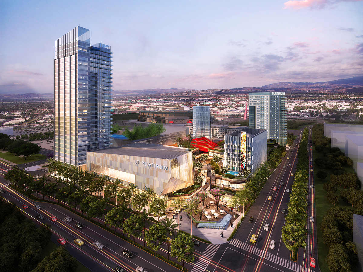 3D perspective rendering, mixed-use architecture project in Anaheim, California