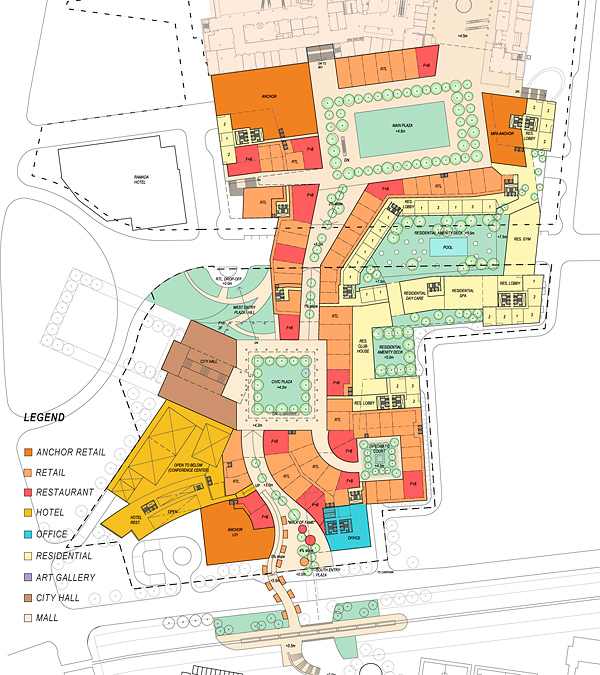 level 2 - retail - plan of large mixed-use project