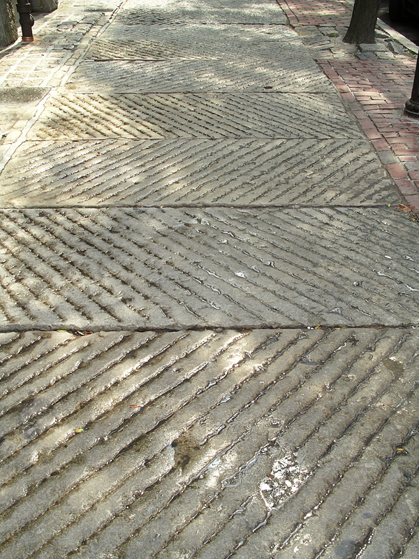 historic granite paving scored to prevent slippage, in the North End, Downtown Boston