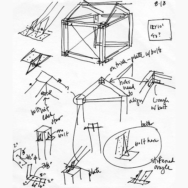 Design sketches, mobile pavilion for art