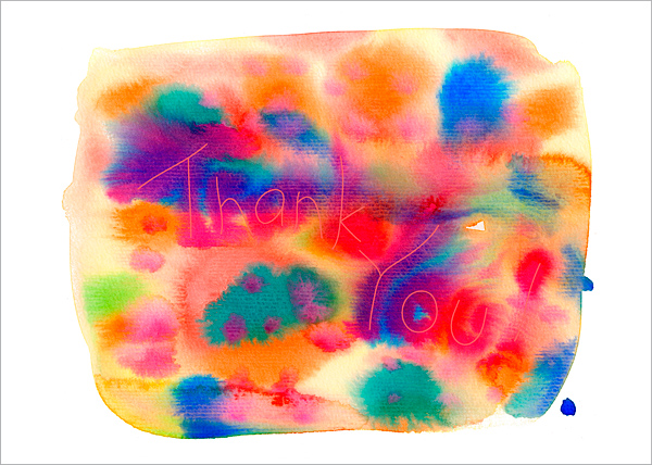 Thank You, colorful watercolor, greeting card