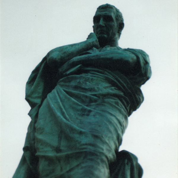 Bronze sculpture of the Roman poet Ovid who was exiled here, historic center, Constanta, Romania