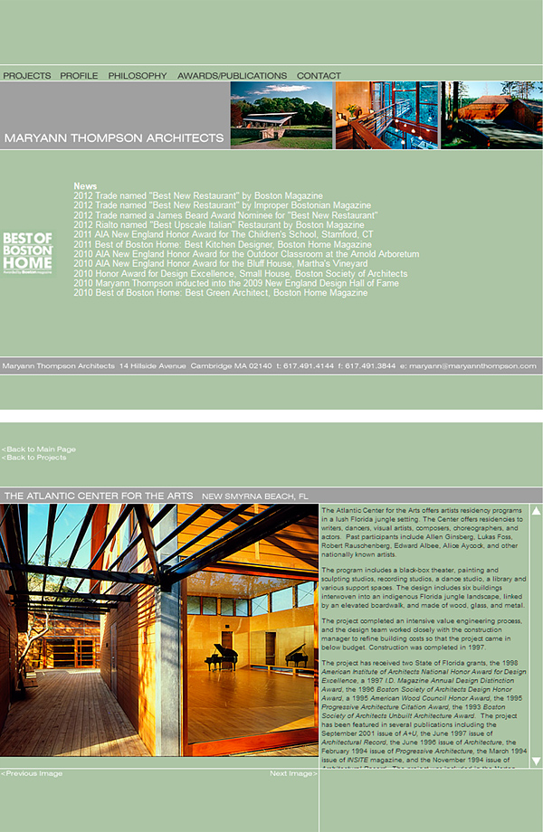 Website design, Maryann Thompson Architects