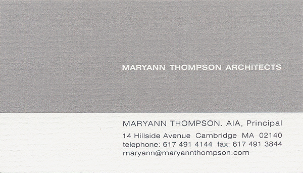 Business card design, Maryann Thompson Architects