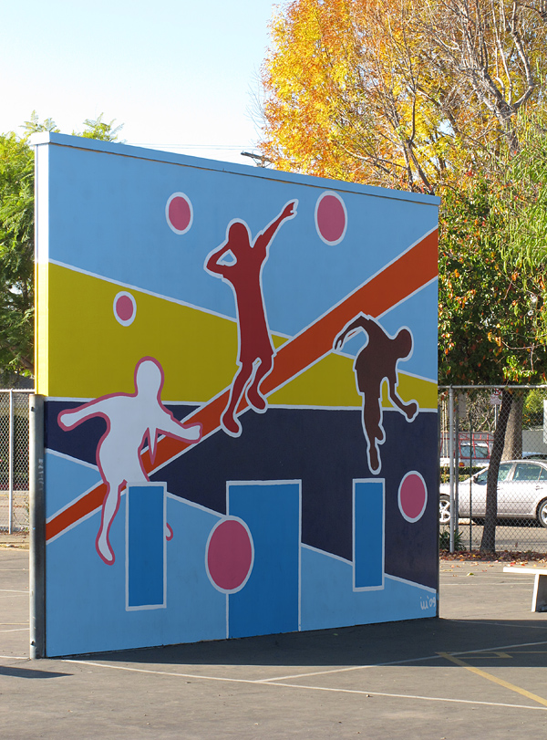 Handball court mural - Kester Elementary in Van Nuys, CA