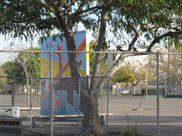 Handball court mural - Kester Elementary in Van Nuys, CA
