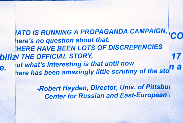 War protest sheet with quote from Robert Hayden, Dir. Russian & East European Center