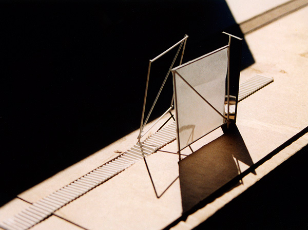 Sculpture model, by MIT/Cambridge train tracks, Cambridge, Massachusetts