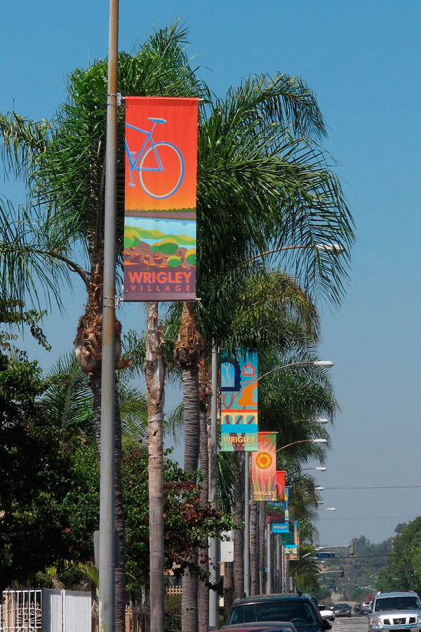 street banners along Pacific Ave, Wrigley Village, Long Beach, CA