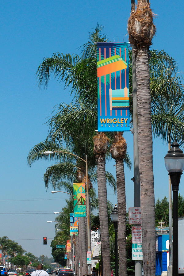 street banners along Pacific Ave, Wrigley Village, Long Beach, CA